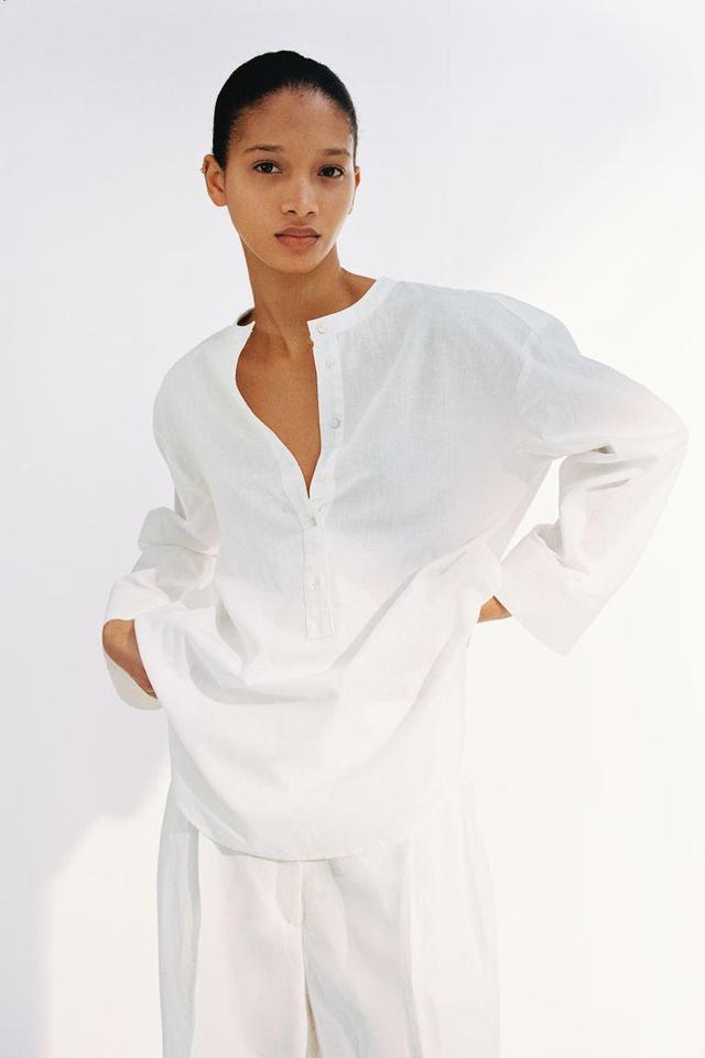 Linen-blend Pullover Shirt Product Image