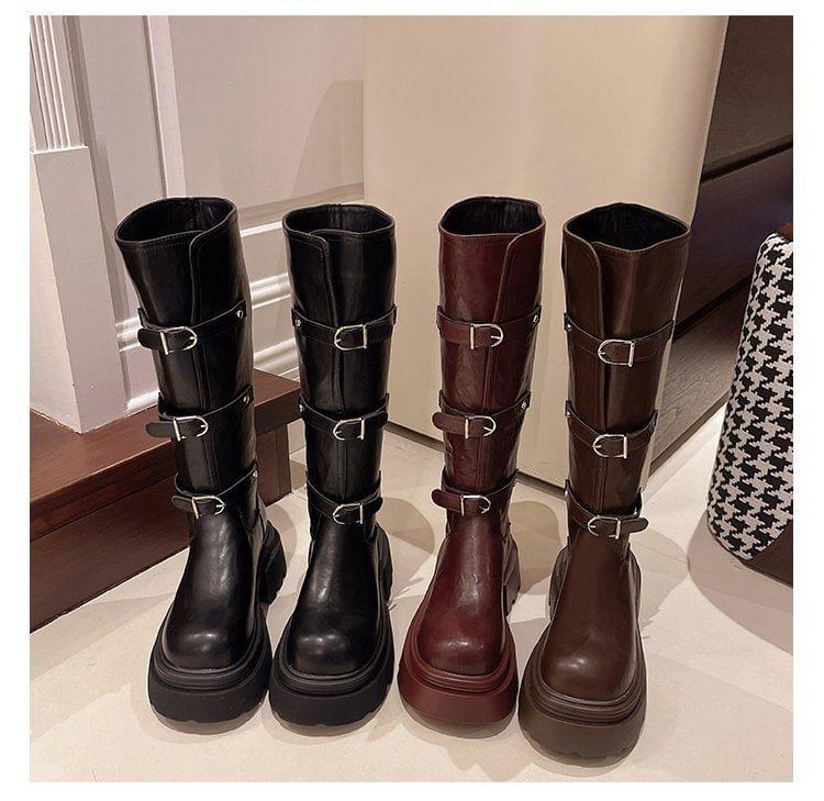 Platform Buckle Tall Boots Product Image