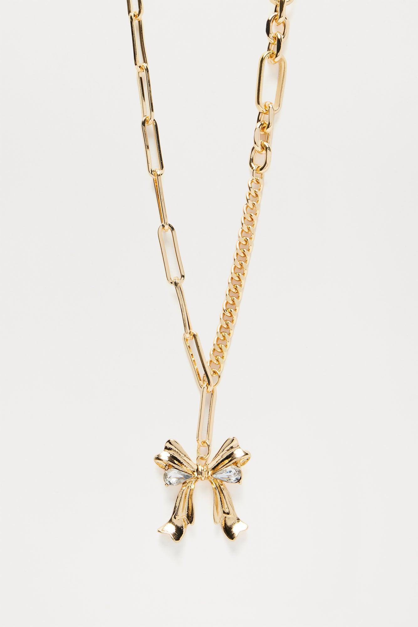 Put A Bow On It Necklace  - Gold Product Image