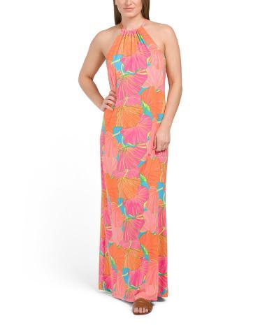 Milan Gingko Floral Halter Neck Maxi Dress for Women product image