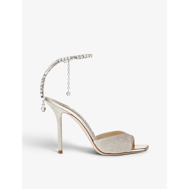 JIMMY CHOO 100mm Saeda Sandals In Platinum Product Image