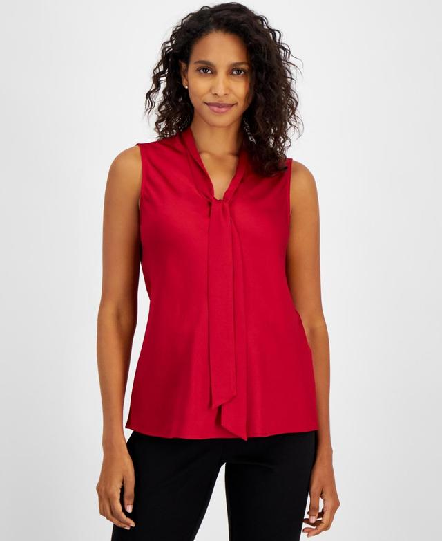 Kasper Womens Tie-Neck Sleeveless Top Product Image