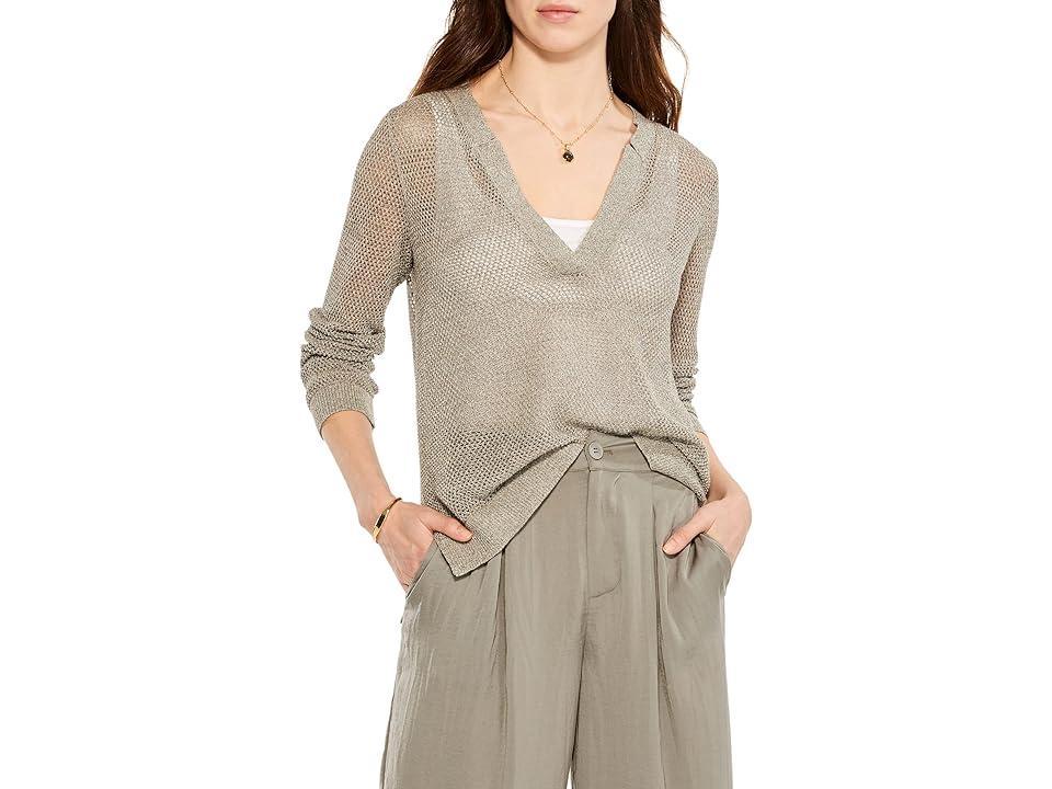 NIC+ZOE Mesh Stitch Sweater (Tarragon) Women's Clothing Product Image