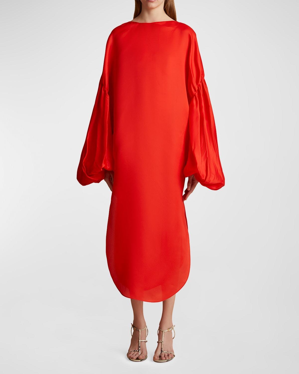 Khaite - Zelma Oversized Silk Midi Dress - RedModa Operandi Product Image