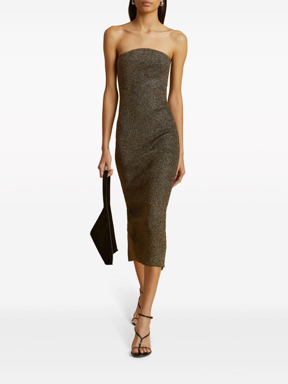 KHAITE Rumer Midi Dress In Gold Product Image