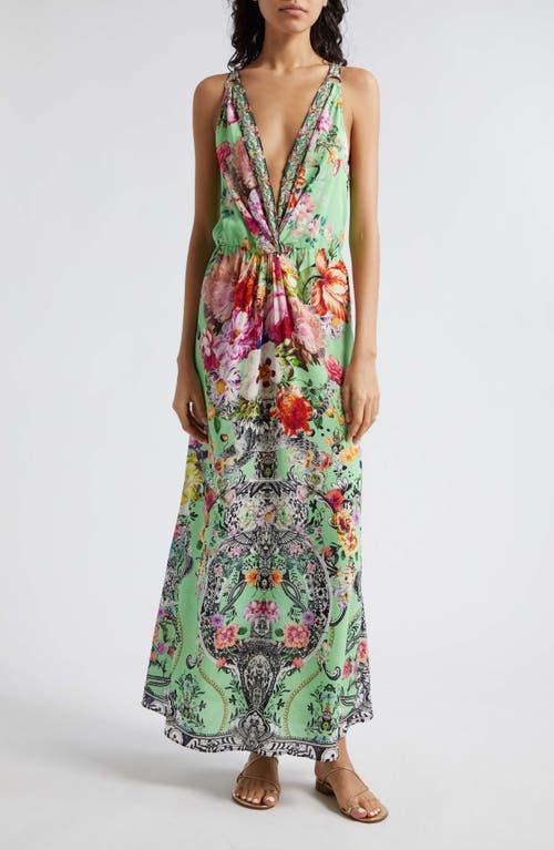 Womens Floral Silk Cover-Up Maxi Dress Product Image