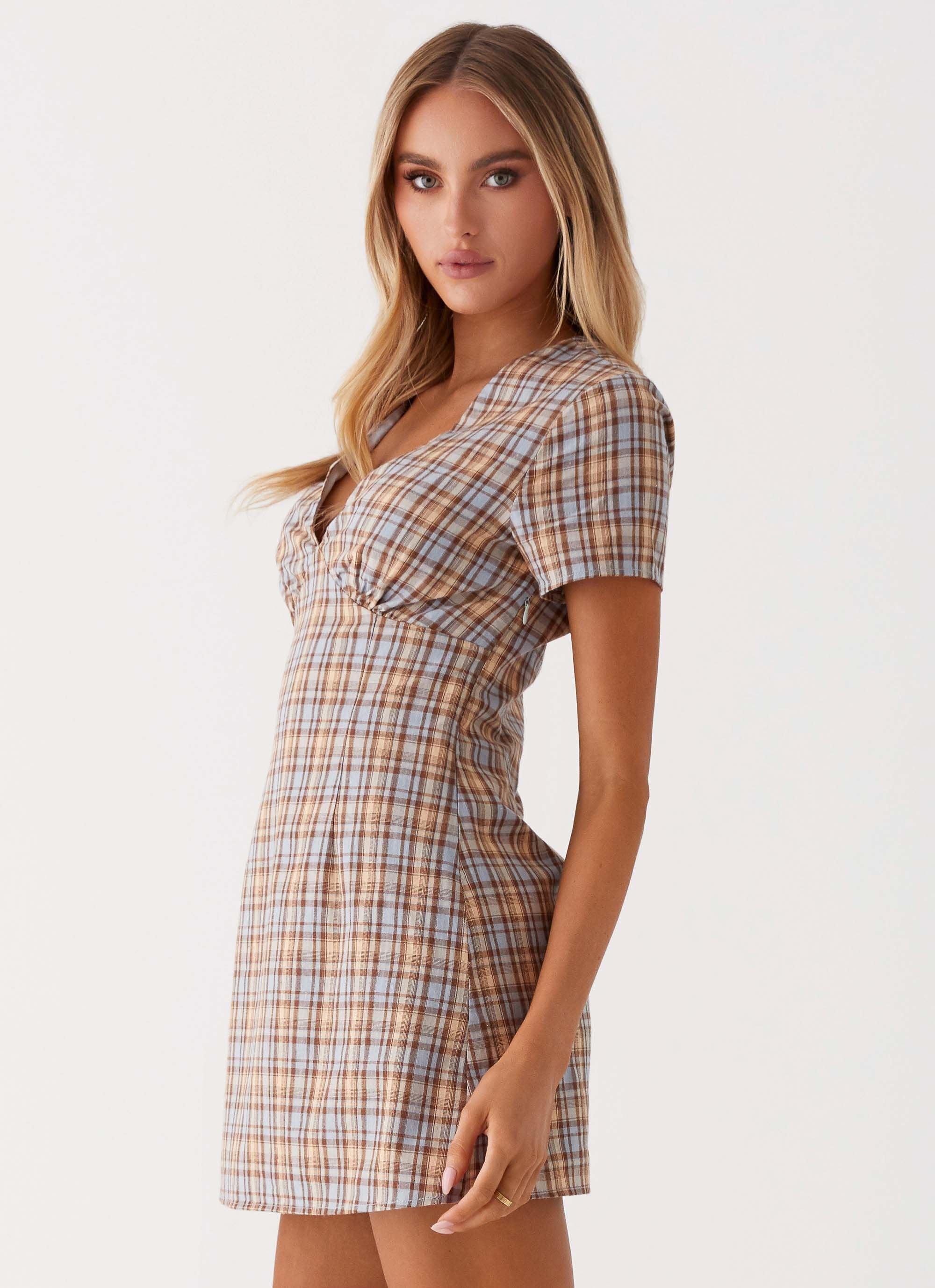 Niki Cap Sleeve Mini Dress - Check Product Image