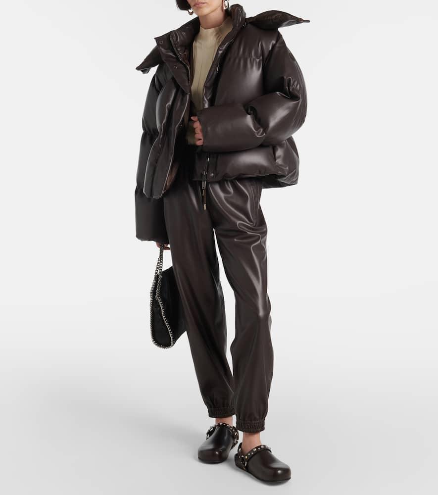 Jogginghose Aus Lederimitat In Dark Brown Product Image