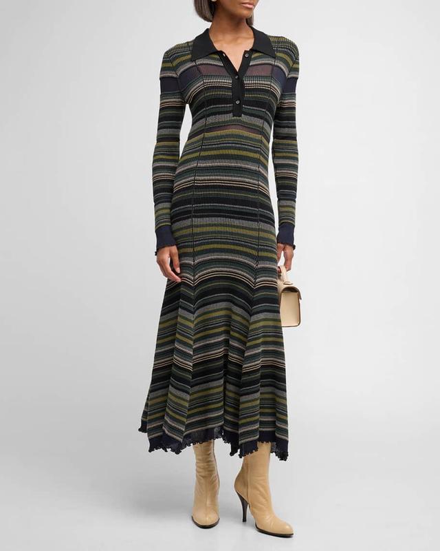 Reversible Long-Sleeve Striped Maxi Dress Product Image