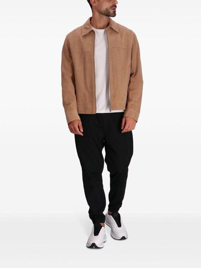 Zip-fastening Suede Shirt Jacket In Neutrals Product Image