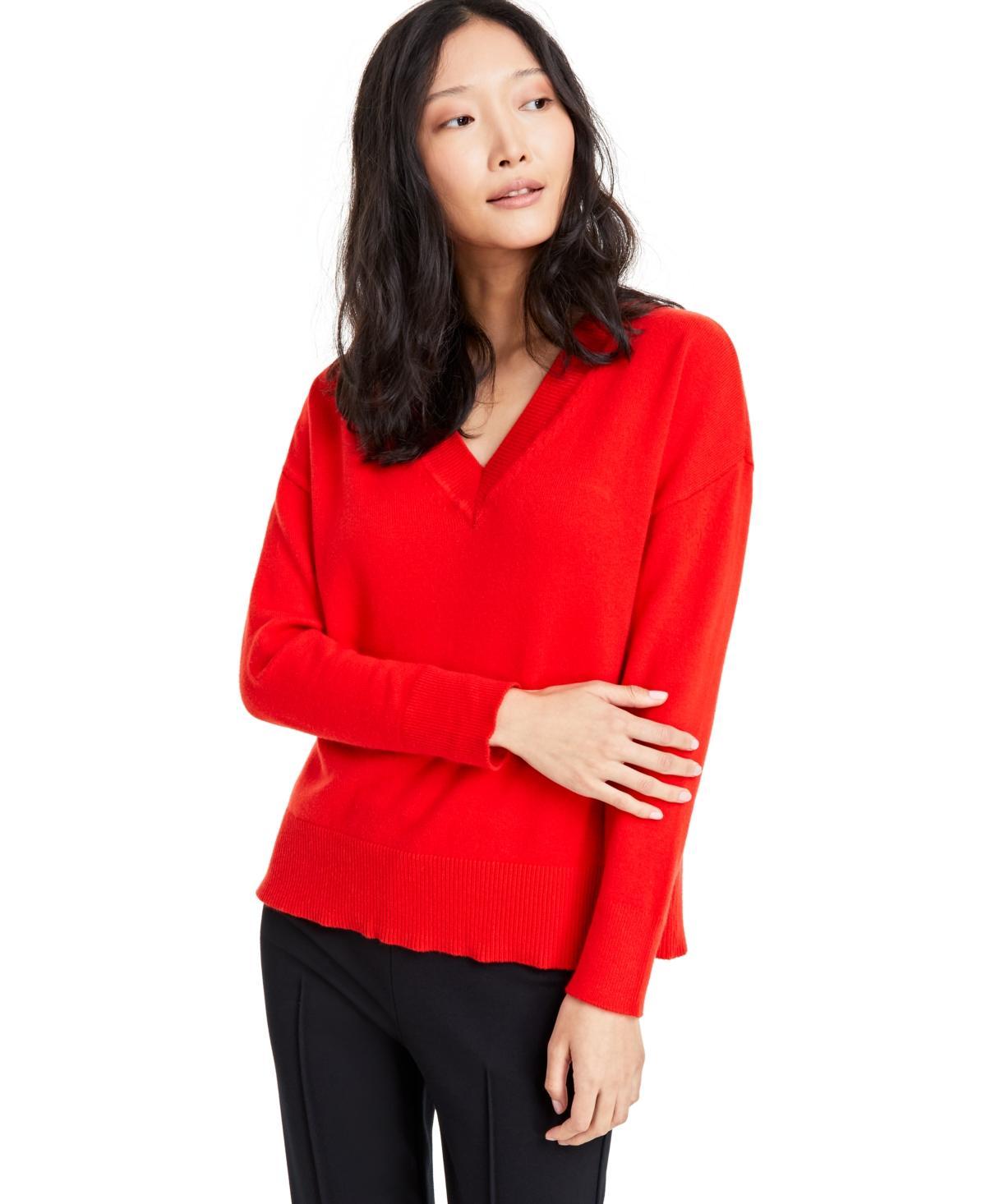 On 34th Womens V-Neck Dropped-Shoulder Sweater, Created for Macys Product Image