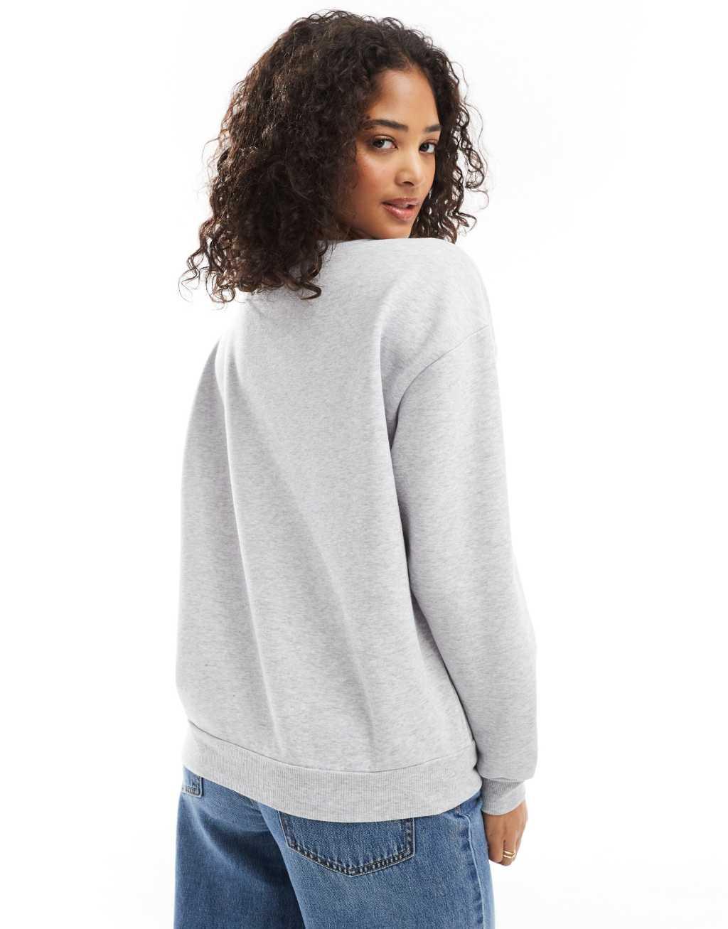 ASOS DESIGN Chamonix apres ski graphic oversized sweatshirt in gray heather Product Image