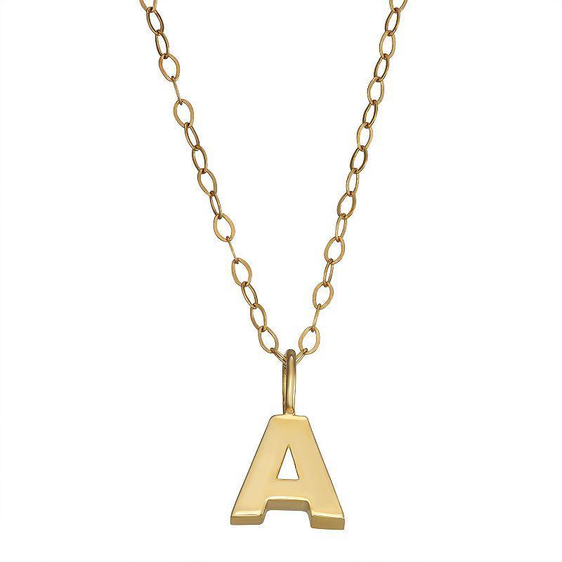 10K Gold Initial Pendant on 14K Gold Filled Chain, Womens B Product Image