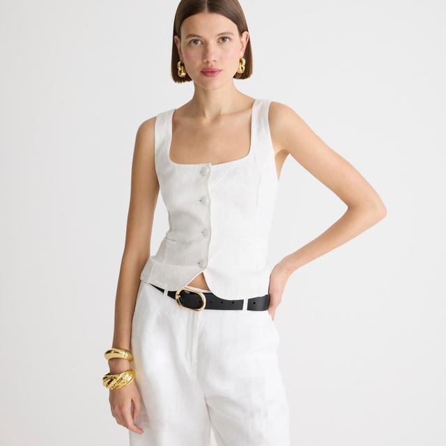 Scoopneck linen-blend vest Product Image