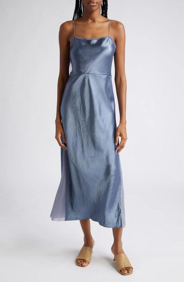 VINCE Sheer Panel Slip Dress In Iris Smoke Product Image