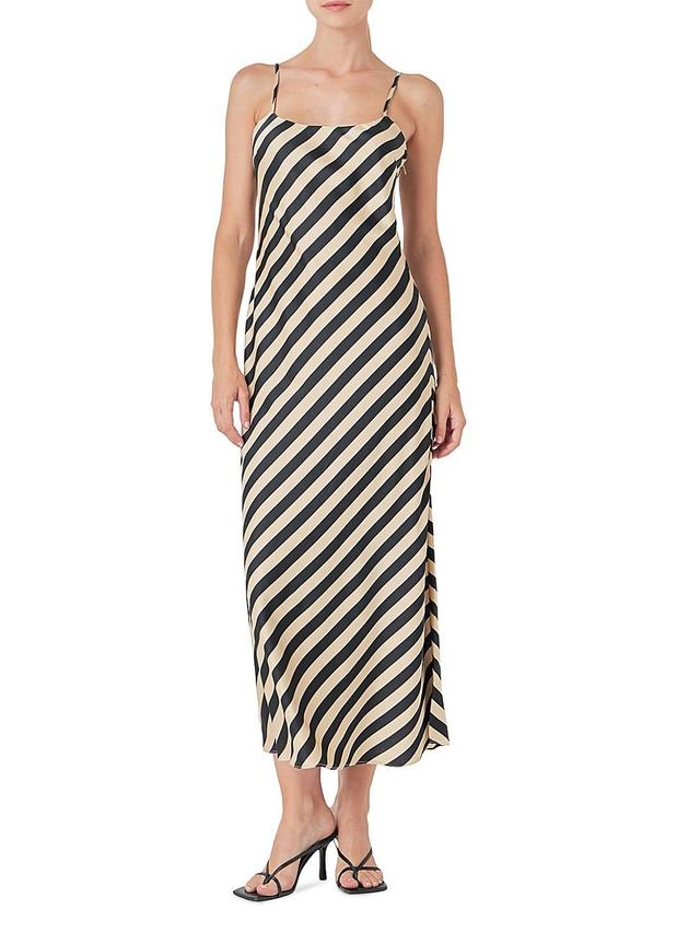 Womens Striped Maxi Slip Dress Product Image