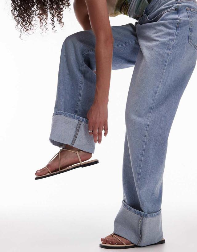 Topshop turn up jeans in vintage bleach Product Image