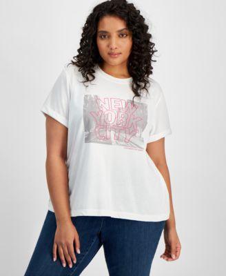 Trendy Plus Size New York Graphic Crewneck Top, Created for Macy's Product Image