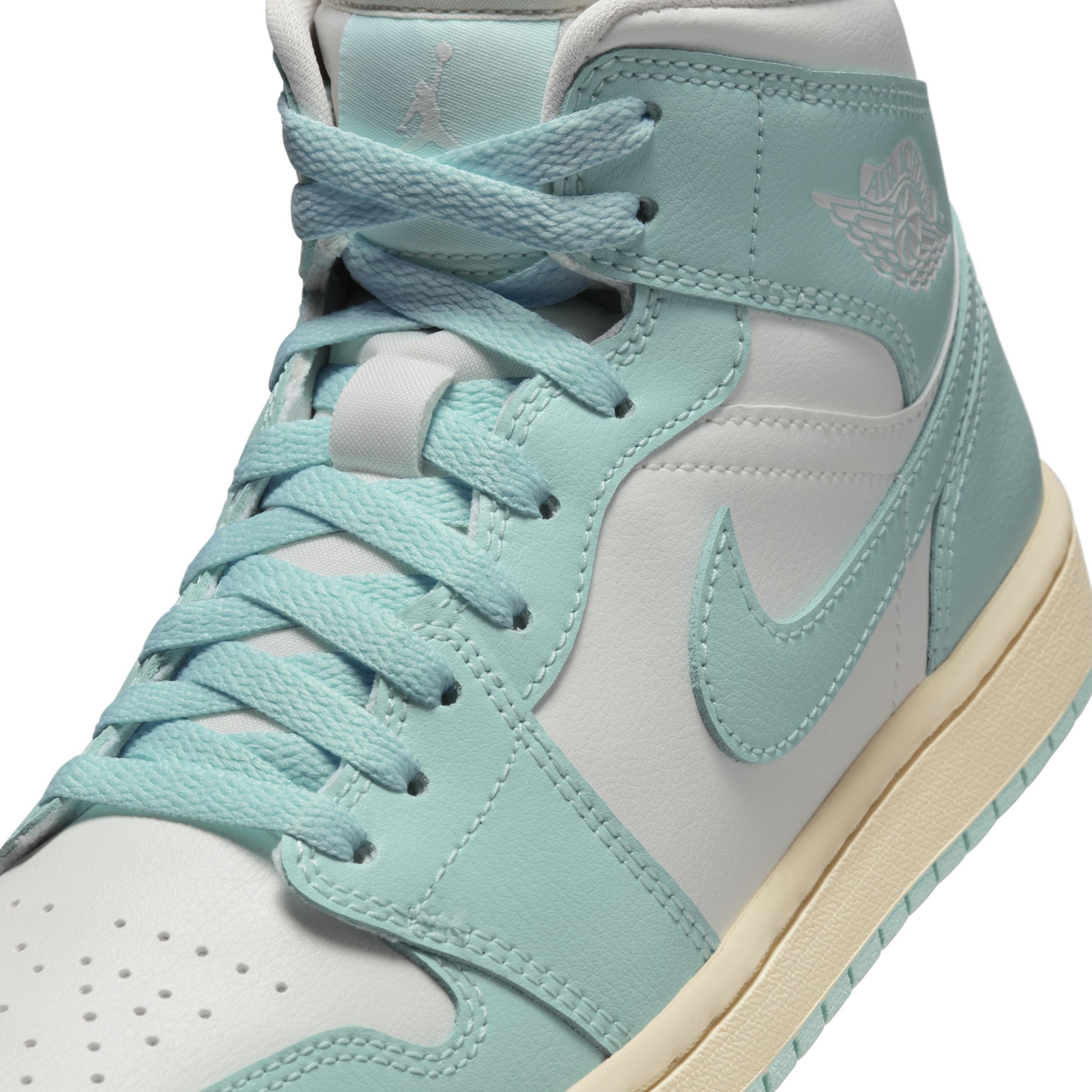 Jordan Womens AJ 1 Mid - Basketball Shoes Light Dew/Sail/Muslin Product Image