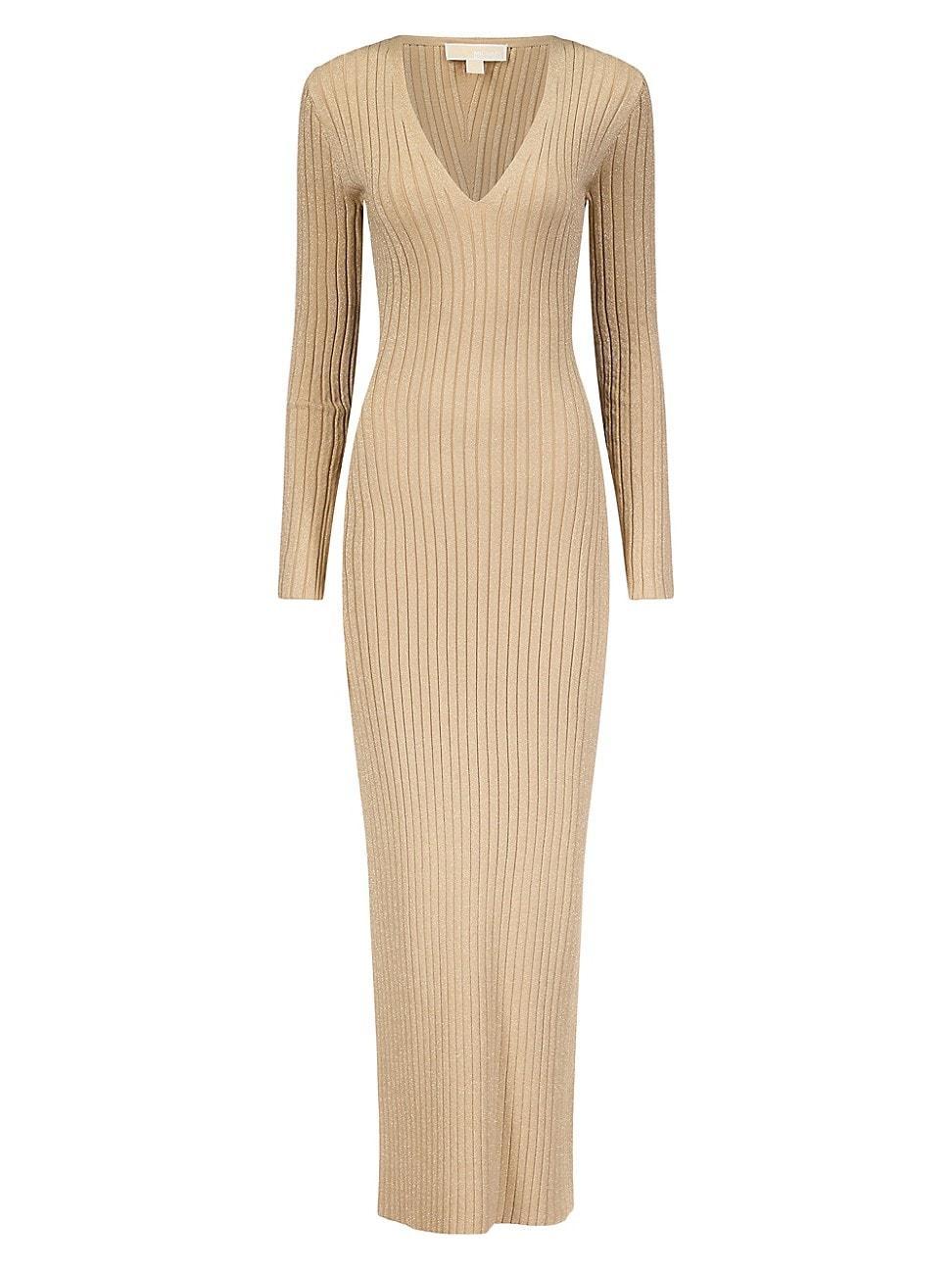 Womens Metallic Rib-Knit Maxi Dress Product Image