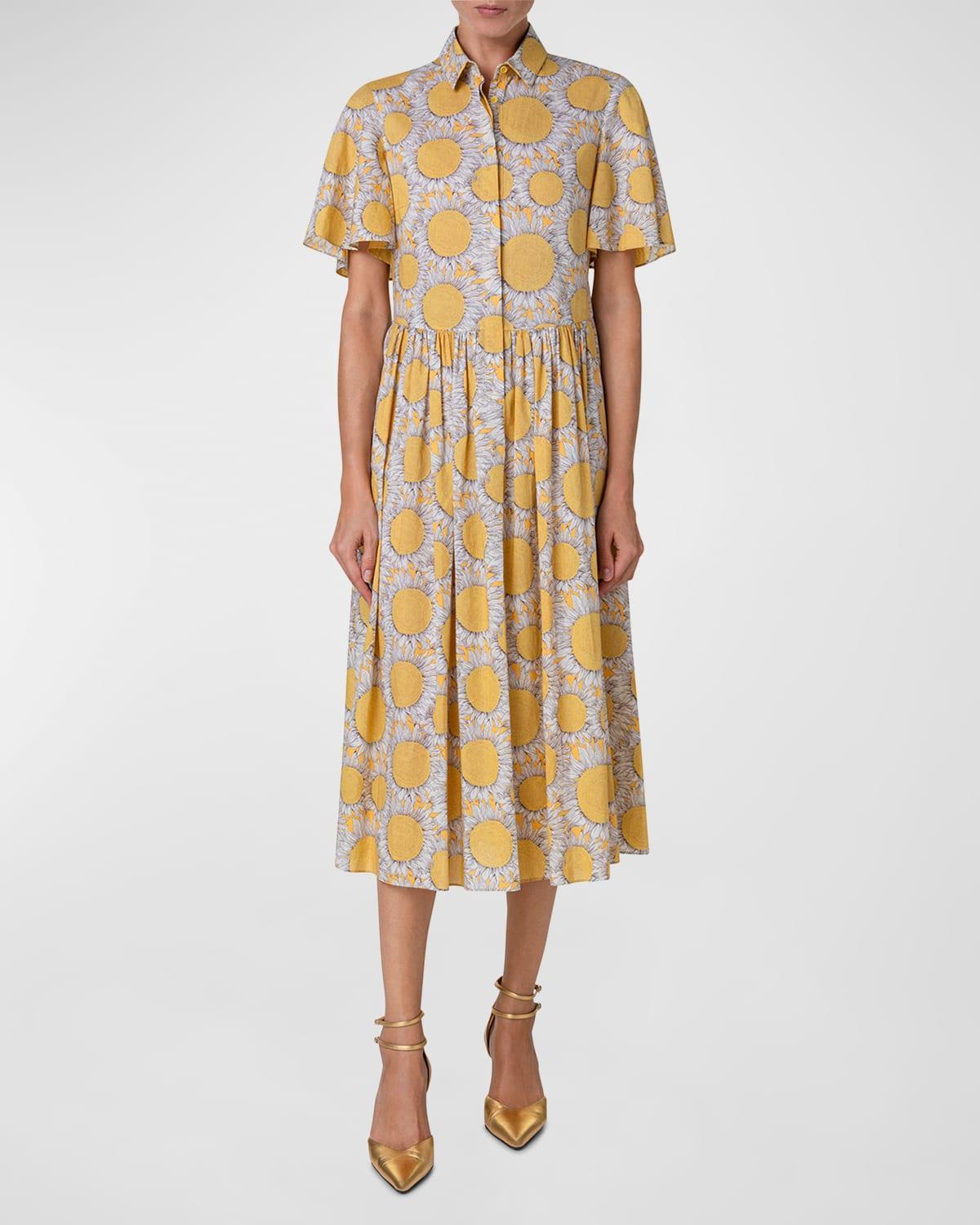 Womens Hello Sunshine Print Cotton Midi-Dress Product Image