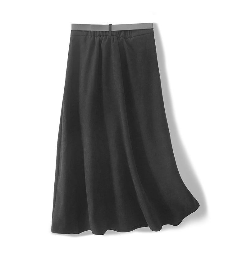 High Rise Plain Maxi A-Line Skirt Product Image