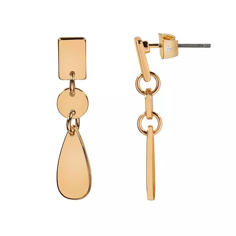 LC Lauren Conrad Gold Tone Geometric Nickel Free Linear Drop Earrings, Womens Product Image