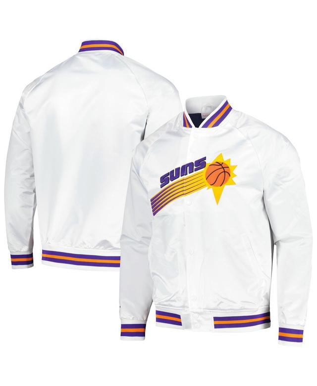 Mens Mitchell & Ness White Phoenix Suns Hardwood Classics Throwback Wordmark Raglan Full-Snap Jacket Product Image