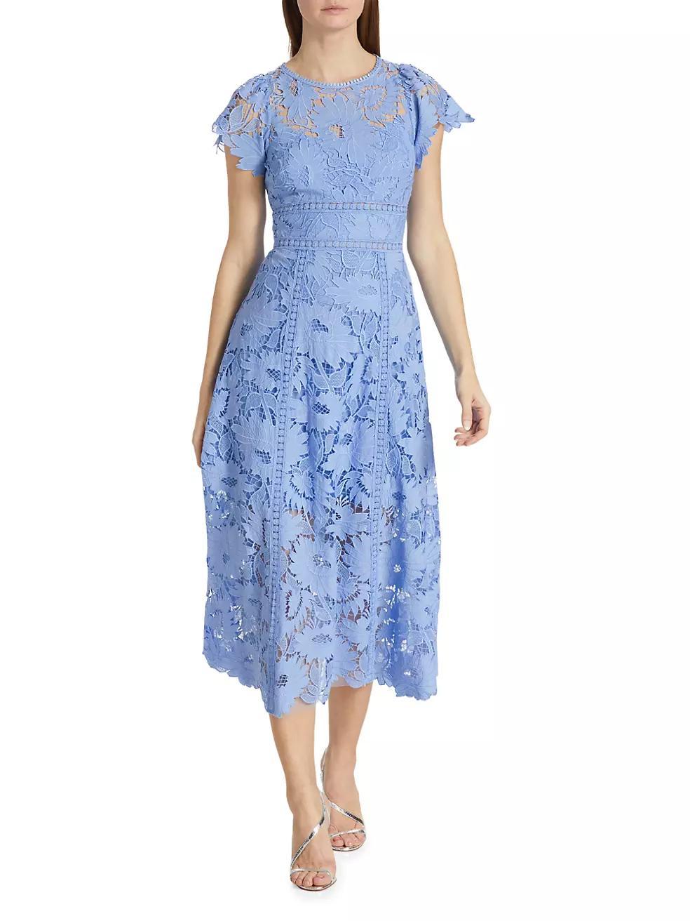 Chiffon Lace Midi-Dress Product Image