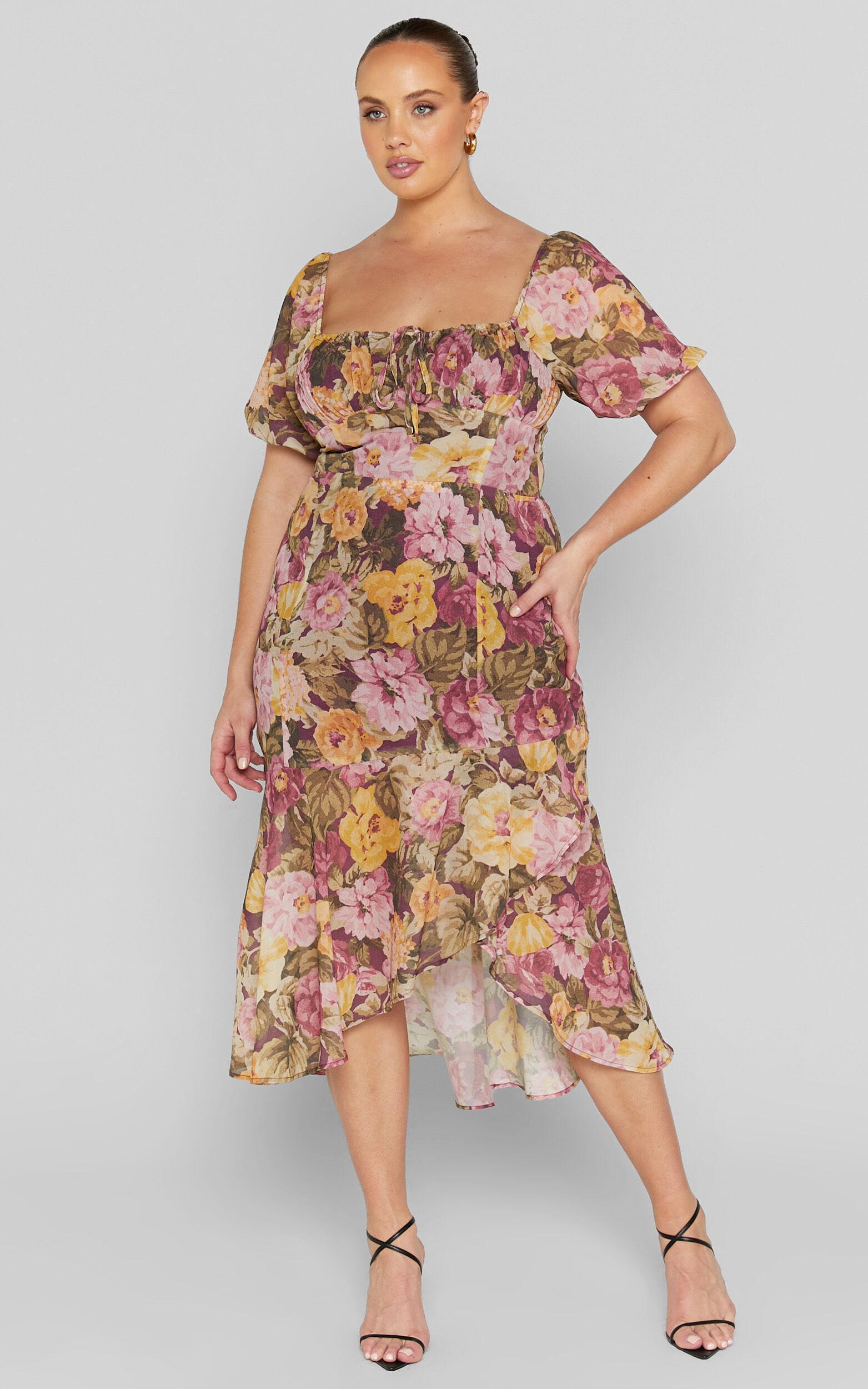 Jasalina Midi Dress - Puff Sleeve Dress in Classic Floral Product Image