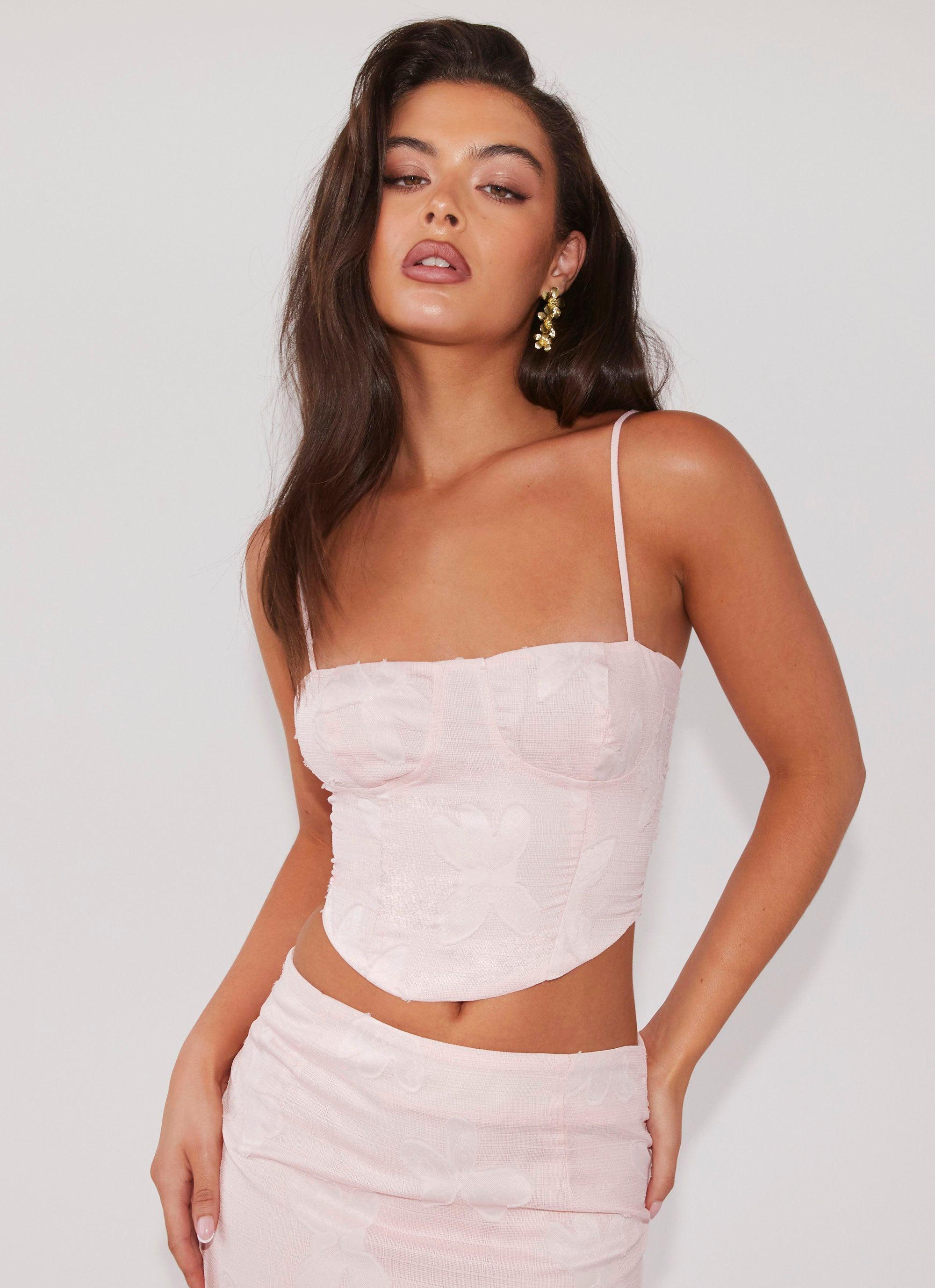 Best Love Lace Up Top - Pink Petal Product Image