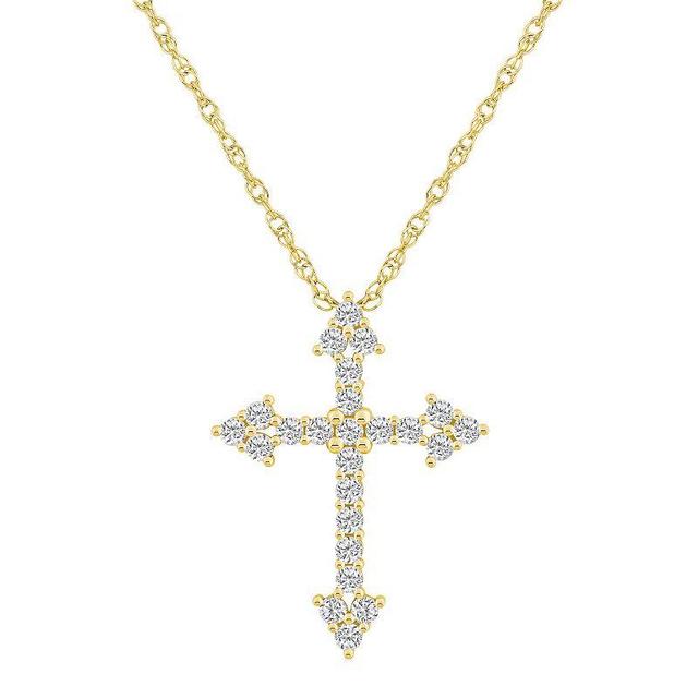 Alyson Layne 10k Gold 1/2 Carat T.W. Diamond Cross Pendant Necklace, Womens Product Image