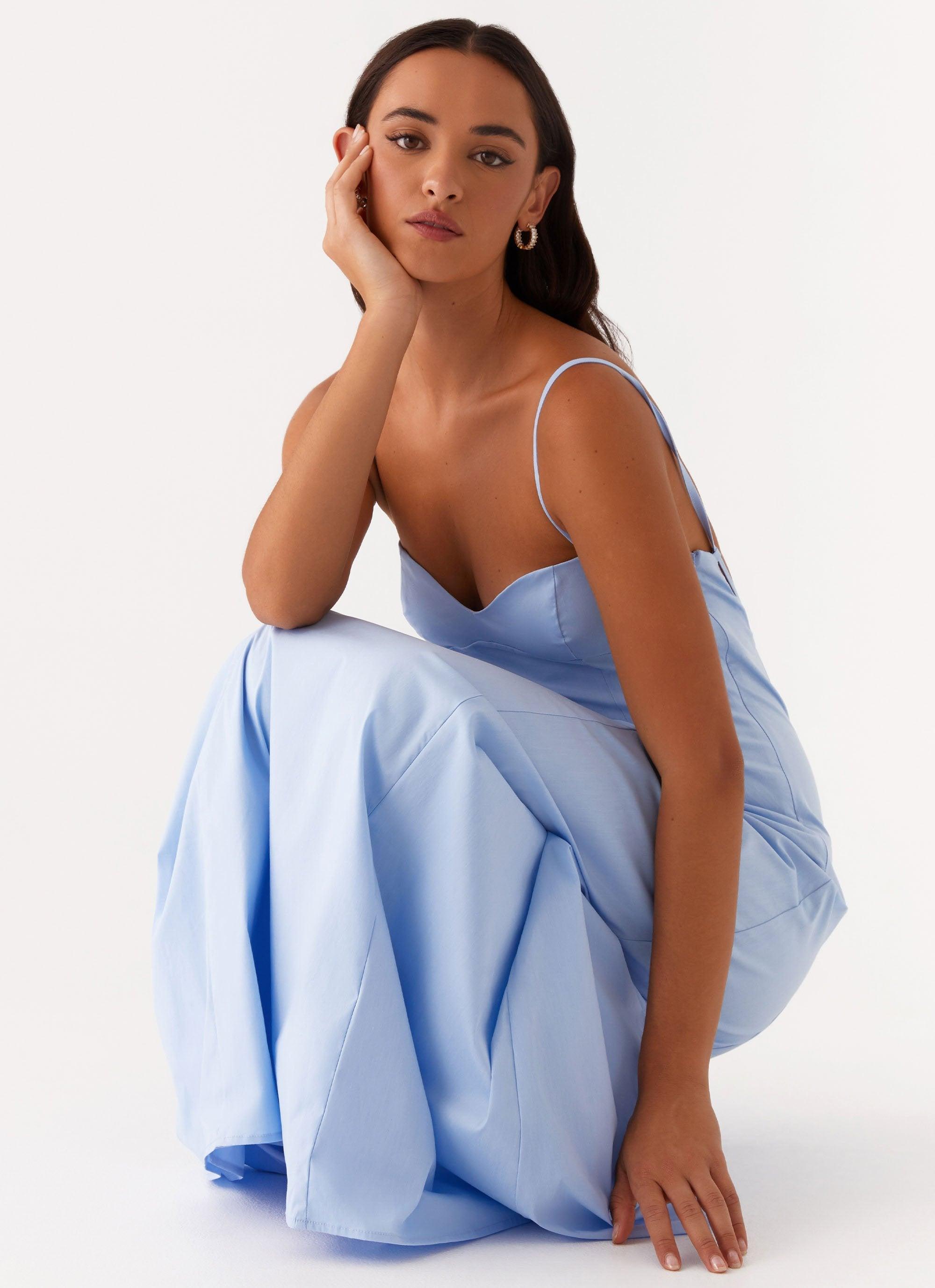 Clear As Day Maxi Dress - Blue Product Image