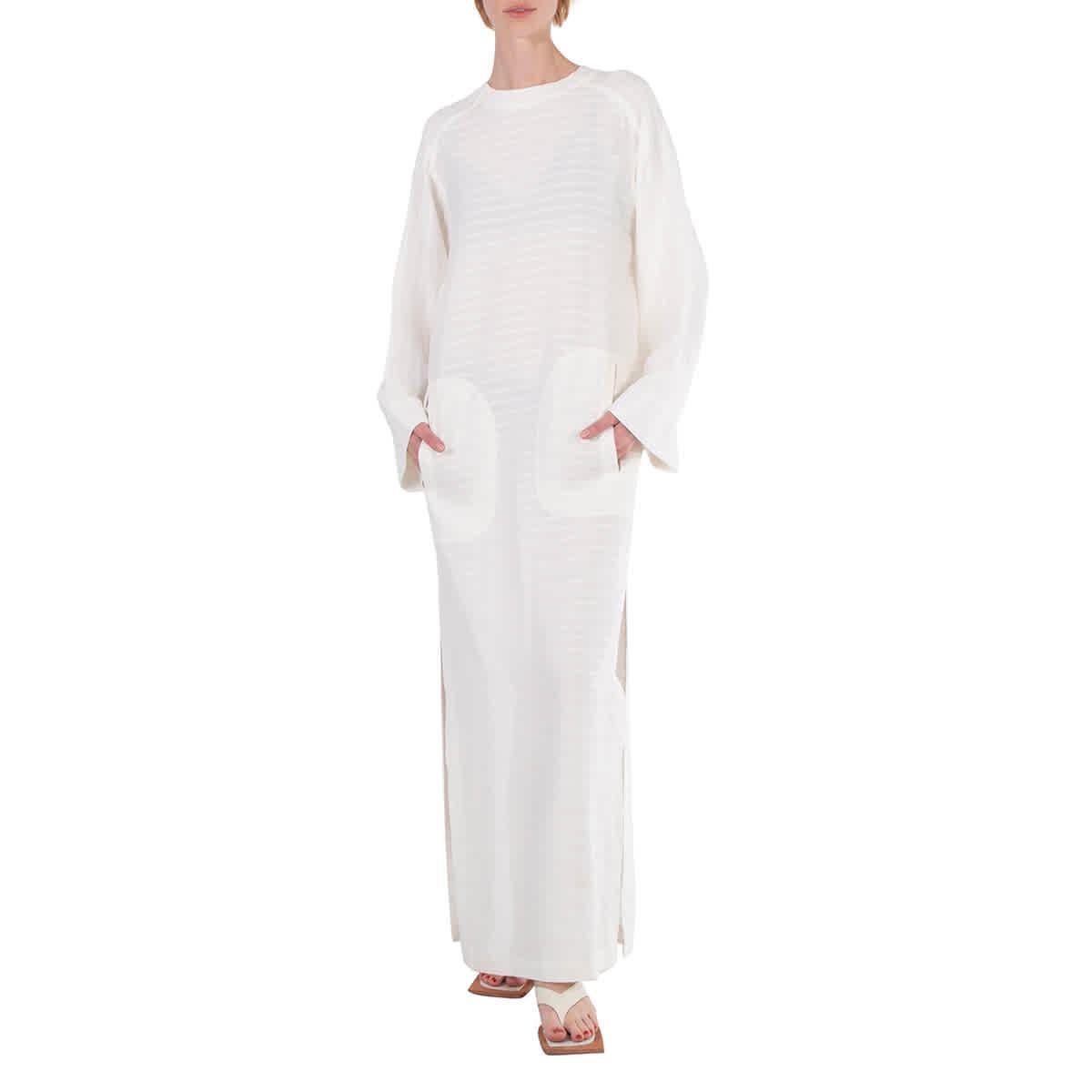 Long-sleeve Maxi Dress In White Product Image