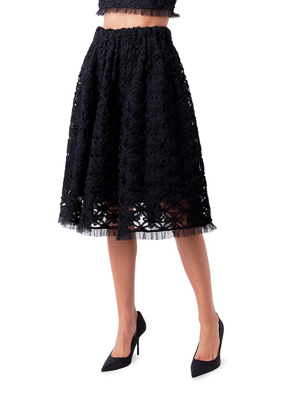 Womens Floral Lace Midi Skirt Product Image