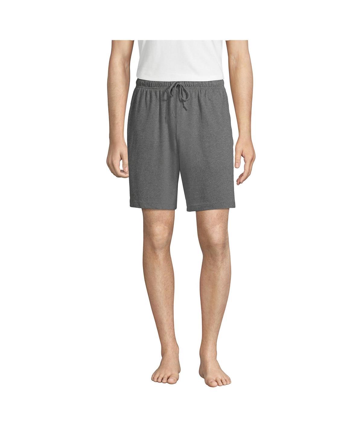 Mens Lands End Knit Jersey Pajama Shorts Grey Heather Product Image