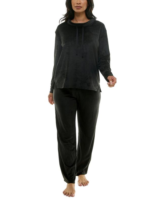 Roudelain Womens Long-Sleeve Hooded Velour Pajama Set Product Image