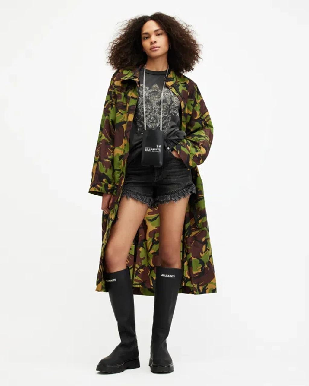 ALLSAINTS Daneya Camouflage Parka Jacket In Khaki Green Product Image