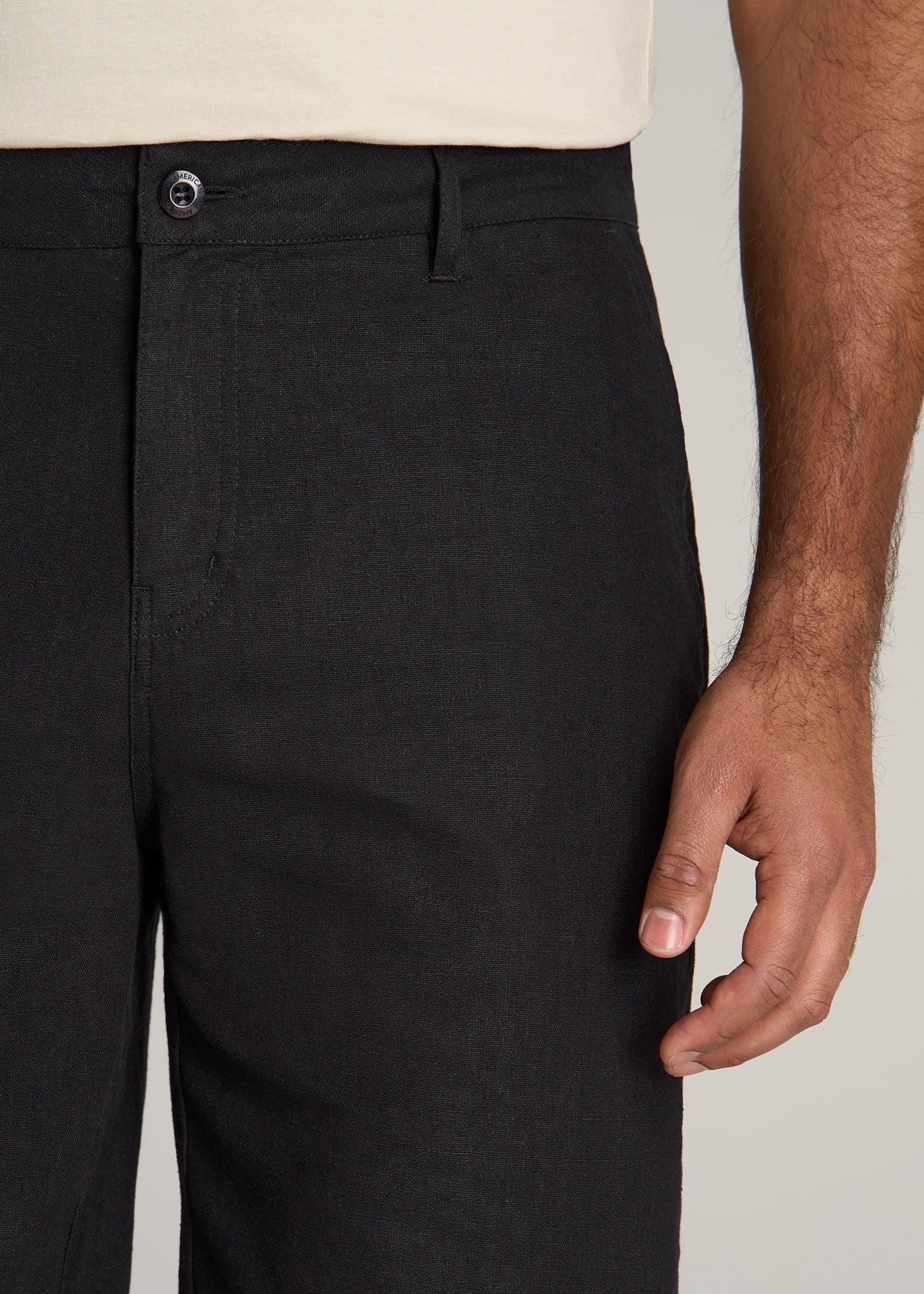 Linen Shorts For Tall Men in Black Male Product Image