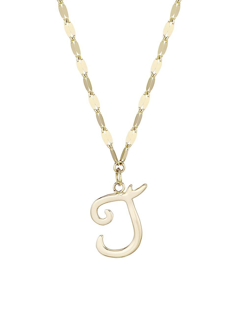 Womens 14K Yellow Gold Cursive Initial Pendant Necklace Product Image