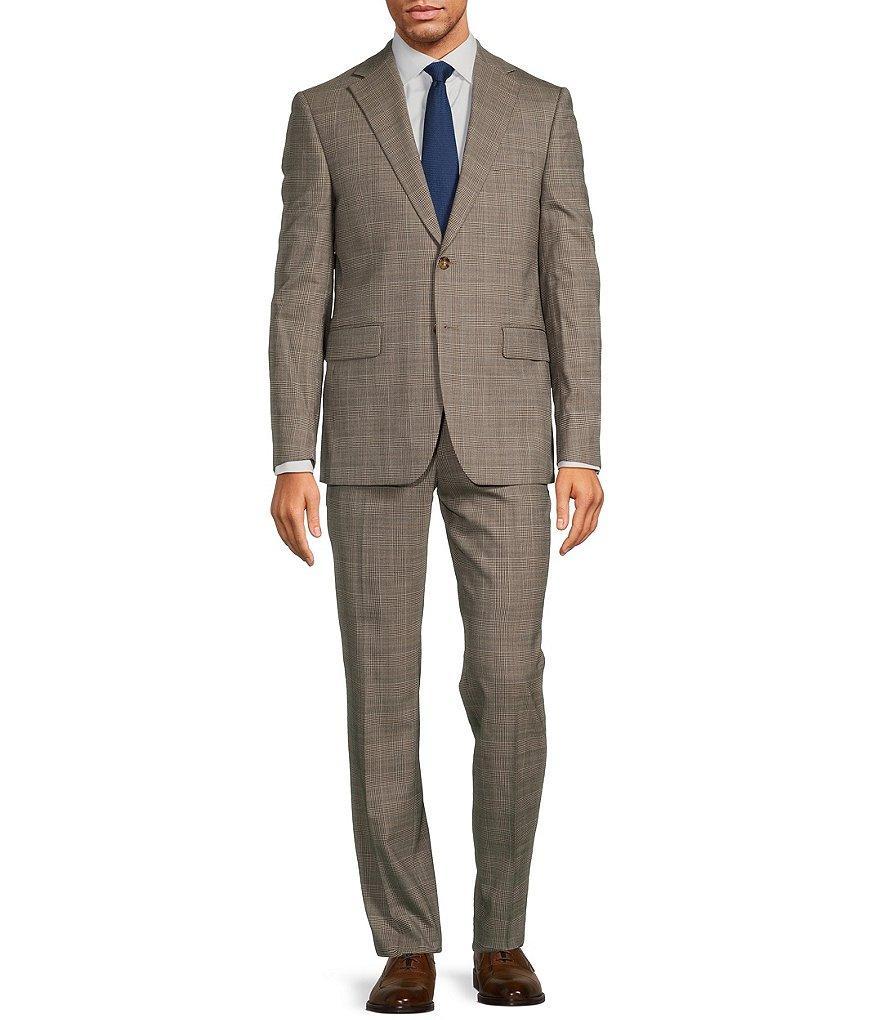 Hickey Freeman Modern Fit Flat Front Plaid Pattern 2-Piece Suit Product Image