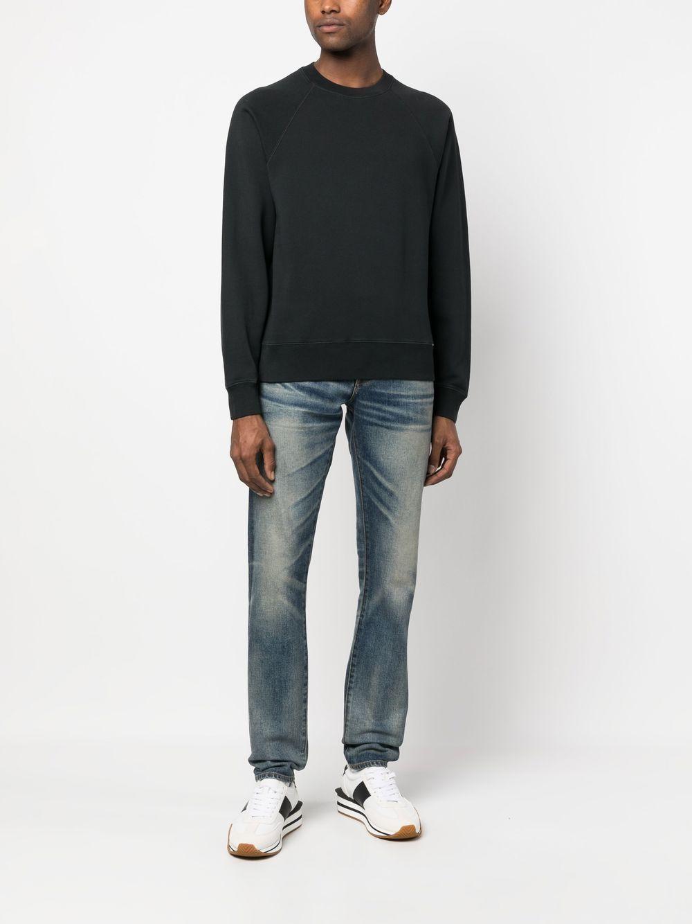 TOM FORD Garment-dyed Crew-neck Sweatshirt In Black Product Image