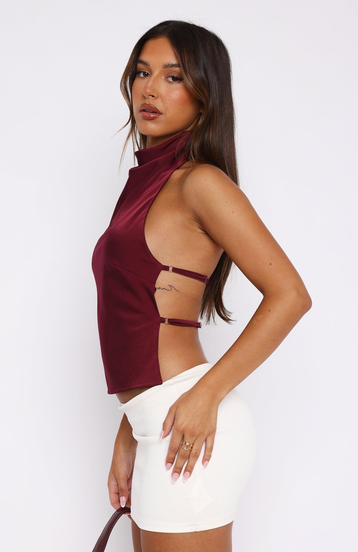 Time Passes Halter Top Merlot Product Image