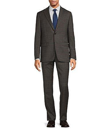 Hickey Freeman Modern Fit Flat Front Plaid Pattern 2-Piece Suit Product Image