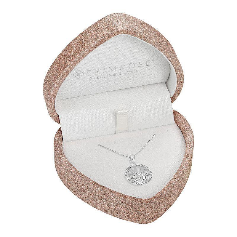 PRIMROSE Sterling Silver Cubic Zirconia Initial Pendant Necklace, Womens Sterling Silver Q Product Image