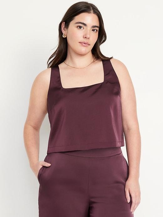 Satin Crop Shell Tank Product Image