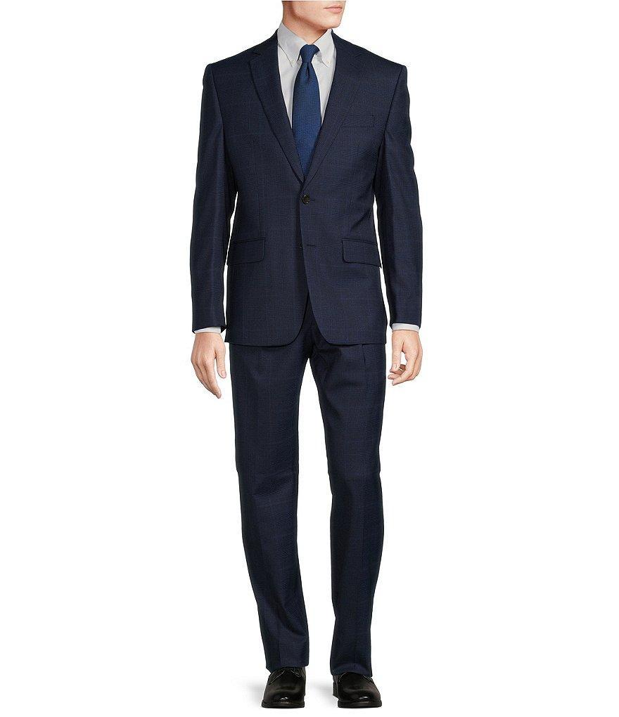 Hugo Boss Slim Fit Flat Front Plaid Pattern 2-Piece Suit Product Image