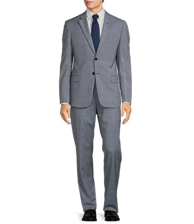 Armani Exchange Modern Fit Flat Front Windowpane Plaid Pattern 2-Piece Suit Product Image