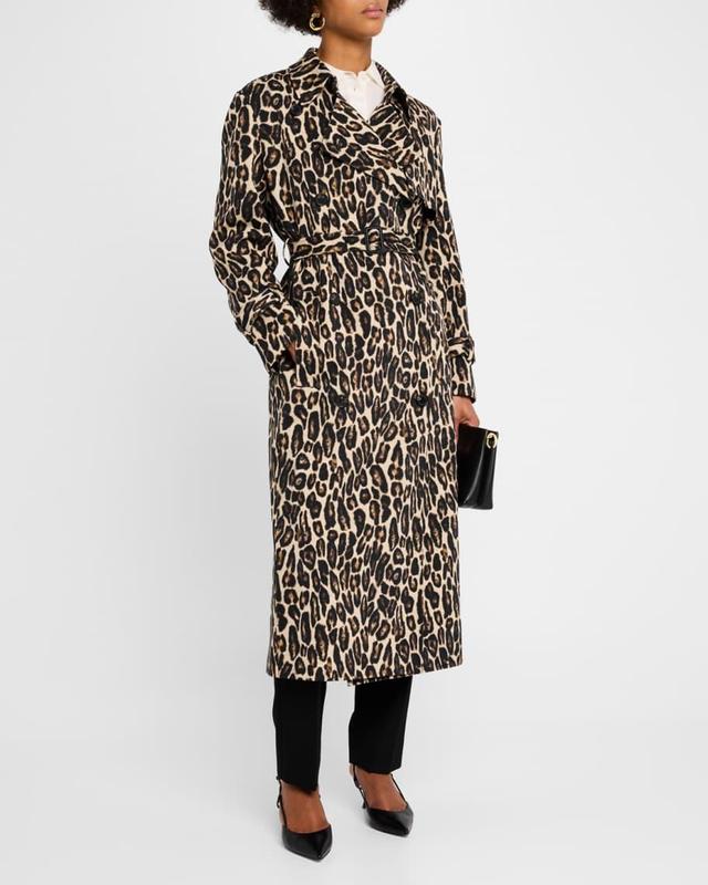 Relaxed Leopard Trench Coat Product Image