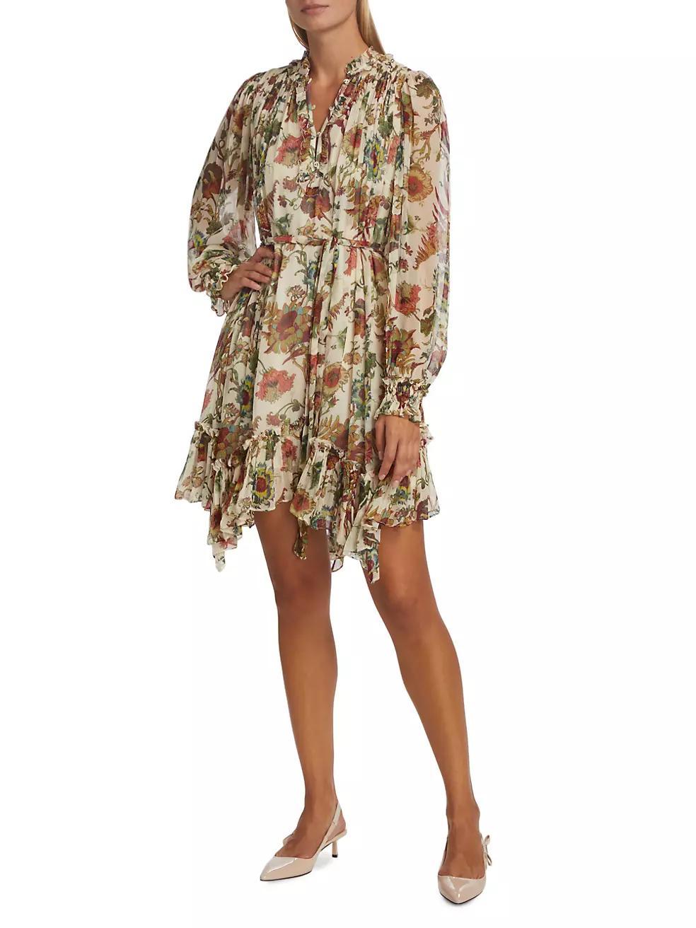 Anais Floral Silk Chiffon Minidress Product Image